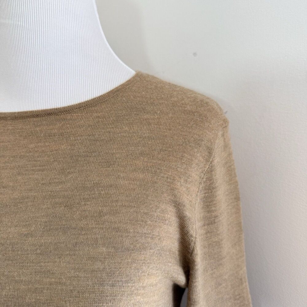 J Jill 100% Merino Wool Knit Tunic Sweater Washable Beige Oat Luxury Women S - Picture 8 of 15